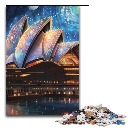 Puzzle für Erwachsene 1000 Teile psychedelisches Sydney Opera House Familien-Papierpuzzle Lernspiel Herausforderungsspielzeug 1000 Teile (38 x 26 cm) von mowenbingpeng