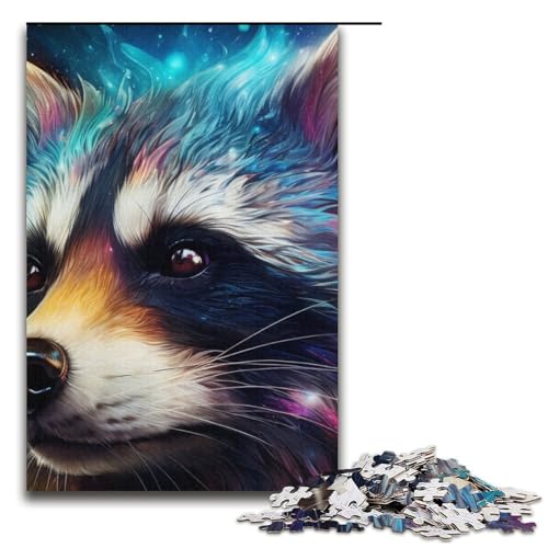 Puzzle für Erwachsene 1000 Teile psychedelisches Tier-Waschbär-Puzzle Papierpuzzle Lernspiel Herausforderungsspielzeug 1000 Teile (38 x 26 cm) von mowenbingpeng