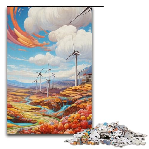 Puzzle für Erwachsene 1000 Teile psychedelisches Windpark-Muster hilft beim Zusammenbauen trainiert das Gehirn Macht süchtig fördert Geduld 1000 Teile (38 x 26 cm) von mowenbingpeng