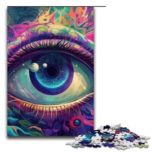 Puzzle für Erwachsene 1000 Teile psychedelisches drittes Auge Lernspiele für Zuhause DIY-Spielzeug tolles Geschenk für Spiele 1000 Teile (75 x 50 cm) von mowenbingpeng