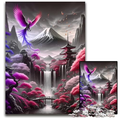 Puzzle für Erwachsene 1000 Teile rote japanische asiatische Landschaft Puzzles für Erwachsene Denkspiel für Teenager Familieninteraktion 1000 Teile (75 x 50 cm) von mowenbingpeng