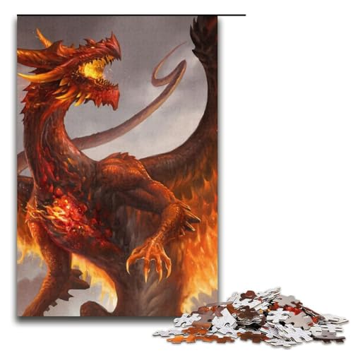Puzzle für Erwachsene 1000 Teile roter Kristalldrache Puzzle Spiele Spielzeug Geschenk geeignet für die Schreibtischdekoration 1000 Teile (38 x 26 cm) von mowenbingpeng