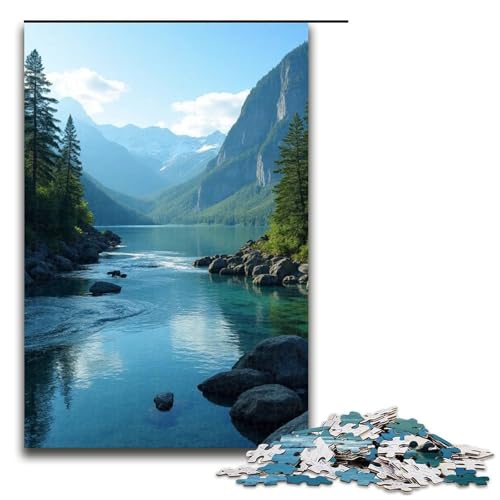 Puzzle für Erwachsene 1000 Teile schöne Flüsse und Berge Holzpuzzle für Kinder Lernspiel 1000 Teile (75 x 50 cm) von mowenbingpeng