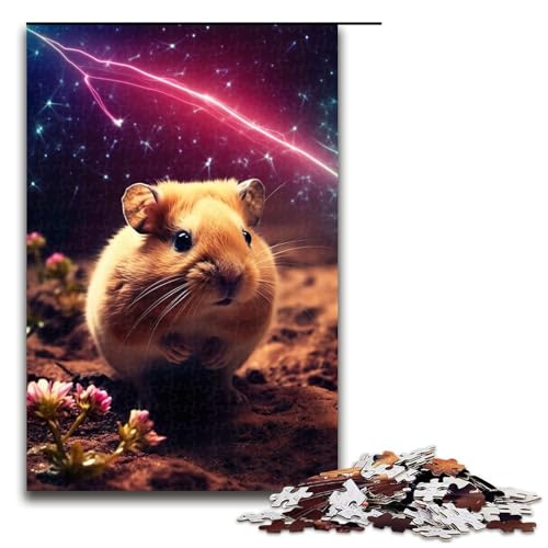 Puzzle für Erwachsene 1000 Teile süßer Hamster in der Galaxie Lernspiele für Zuhause DIY-Spielzeug tolles Geschenk für Spiele 1000 Teile (75 x 50 cm) von mowenbingpeng