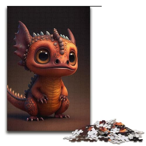 Puzzle für Erwachsene 1000 Teile süßer brauner Drache 12 Papierpuzzles für Kinder Lernspiel 1000 Teile (38 x 26 cm) von mowenbingpeng