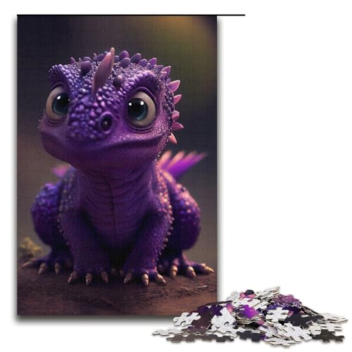 Puzzle für Erwachsene 1000 Teile süßer lila Drache Puzzle Spiele Spielzeug Geschenk geeignet für die Schreibtischdekoration 1000 Teile (38 x 26 cm) von mowenbingpeng