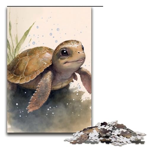 Puzzle für Erwachsene 1000 Teile süßes Baby-Schildkröten-Mal-Familien-Holzpuzzle Lernspiel Herausforderungsspielzeug 1000 Teile (75 x 50 cm) von mowenbingpeng