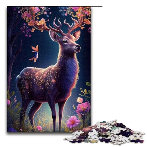 Puzzle für Erwachsene 1000 Teile süßes Hirsch-Blumen-Puzzle jedes Teil ist einzigartig anspruchsvolles Familienspiel 1000 Teile (75 x 50 cm) von mowenbingpeng