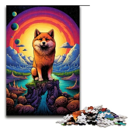 Puzzle für Erwachsene 1000 Teile süßes Shiba Inu-Holzpuzzle 1000 Teile (75 x 50 cm) von mowenbingpeng