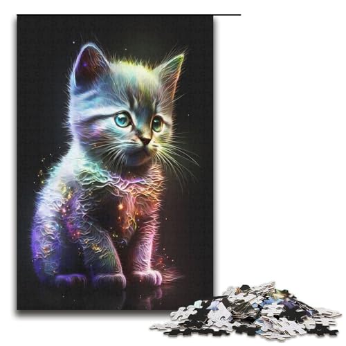 Puzzle für Erwachsene 1000 Teile süßes Sternenkätzchen-Papierpuzzle für Kinder Lernspiel 1000 Teile (38 x 26 cm) von mowenbingpeng