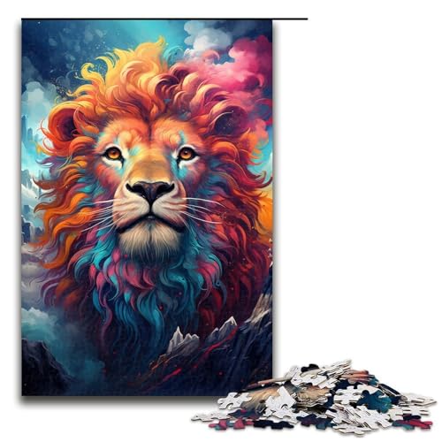 Puzzle für Erwachsene 1000 Teile süßes buntes Löwen-Puzzle Holzpuzzle Lernspiel Herausforderungsspielzeug 1000 Teile (75 x 50 cm) von mowenbingpeng