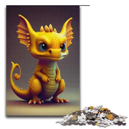 Puzzle für Erwachsene 1000 Teile süßes goldenes Drachen-Puzzle jedes Teil ist einzigartig anspruchsvolles Familienspiel 1000 Teile (38 x 26 cm) von mowenbingpeng