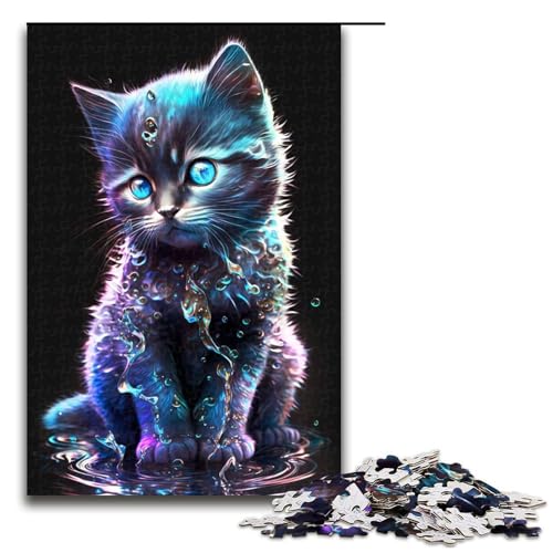 Puzzle für Erwachsene 1000 Teile süßes kosmisches Kätzchen Holzpuzzle 1000 Teile (75 x 50 cm) von mowenbingpeng