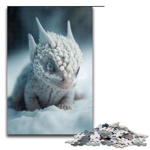 Puzzle für Erwachsene 1000 Teile süßes weißes Drachen-Puzzle jedes Teil ist einzigartig anspruchsvolles Familienspiel 1000 Teile (75 x 50 cm) von mowenbingpeng