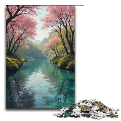 Puzzle für Erwachsene 1000 Teile transparentes Frühlings-Holzpuzzle für Kinder Lernspiel 1000 Teile (38 x 26 cm) von mowenbingpeng