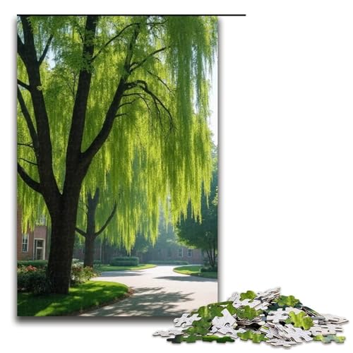 Puzzle für Erwachsene 1000 Teile weinende Zweige Holzpuzzle für Kinder Lernspiel 1000 Teile (75 x 50 cm) von mowenbingpeng