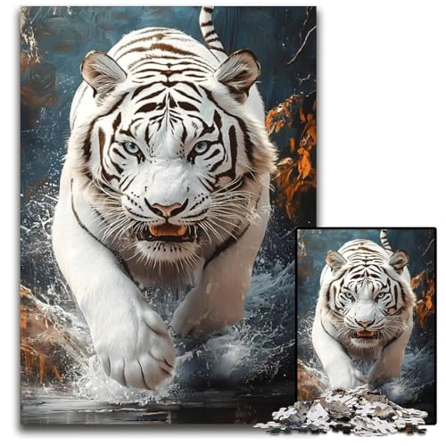 Puzzle für Erwachsene 1000 Teile weißer TigerSplash unmögliche Puzzles für Erwachsene ideal für Verliebte perfektes Weihnachts Neujahrs und Valentinstagsgeschenk 1000 Teile (38 x 26 cm) von mowenbingpeng