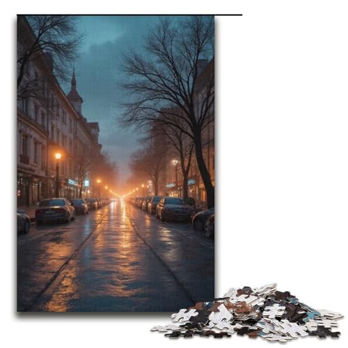 Puzzle für Erwachsene 1000-teiliges Straßenpuzzle Holzpuzzle Lernspiel Herausforderungsspielzeug 1000 Teile (38 x 26 cm) von mowenbingpeng