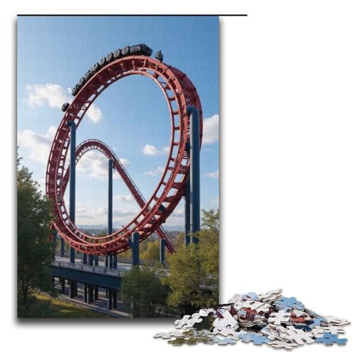 Puzzle für Erwachsene Achterbahn 1000 Teile Holzpuzzle für Erwachsene und Kinder ab 12 Jahren 1000 Teile (38 x 26 cm) von mowenbingpeng