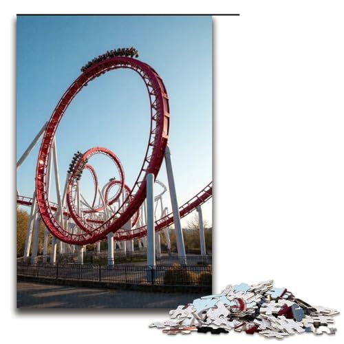 Puzzle für Erwachsene Achterbahn 1000 Teile Holzpuzzle für Erwachsene und Kinder ab 12 Jahren Lernspielzeug 1000 Teile (75 x 50 cm) von mowenbingpeng