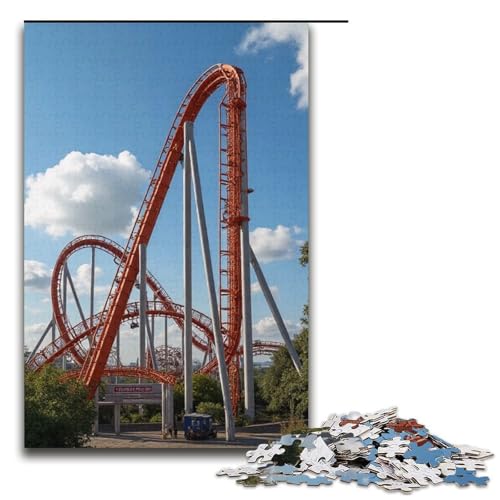 Puzzle für Erwachsene Achterbahn 1000 Teile Holzpuzzle für Kinder ab 12 Jahren Heimdekoration 1000 Teile (38 x 26 cm) von mowenbingpeng