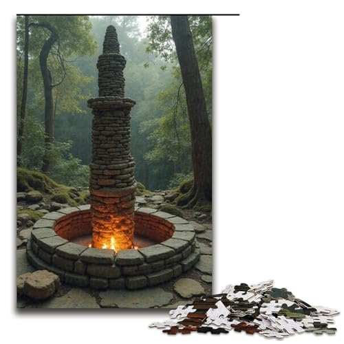 Puzzle für Erwachsene Alter Brunnen 1000-teiliges Holzpuzzle für Erwachsene und Kinder ab 12 Jahren 1000 Teile (75 x 50 cm) von mowenbingpeng