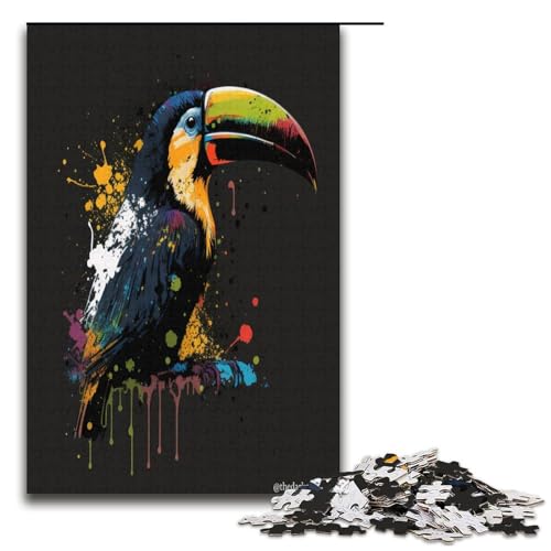 Puzzle für Erwachsene Aquarell Tukan 1000 Teile Holzpuzzle für Kinder ab 12 Jahren Lernspielzeug 1000 Teile (38 x 26 cm) von mowenbingpeng