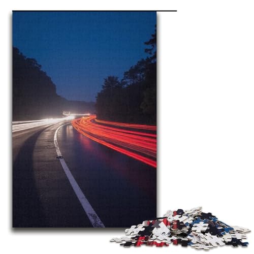 Puzzle für Erwachsene Autobahnlandschaft 1000 Teile Holzpuzzle für Erwachsene und Kinder ab 12 Jahren 1000 Teile (38 x 26 cm) von mowenbingpeng