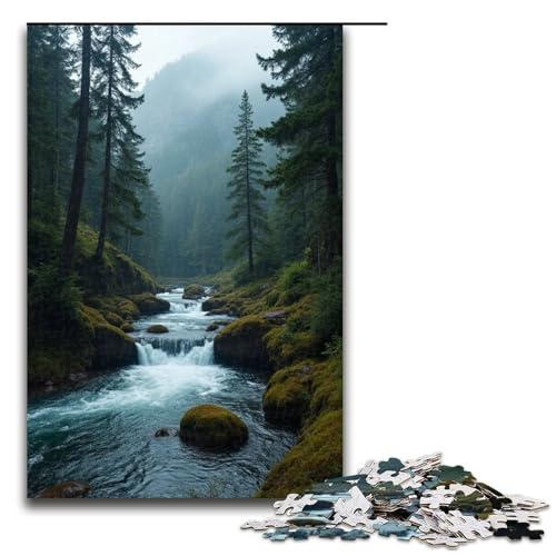 Puzzle für Erwachsene Bachwasser 1000-teiliges Holzpuzzle für Familienspiele 1000 Teile (75 x 50 cm) von mowenbingpeng