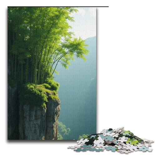 Puzzle für Erwachsene Bambus auf der Klippe 1000 Teile Holzpuzzle für Erwachsene und Kinder ab 12 Jahren Lernspielzeug 1000 Teile (38 x 26 cm) von mowenbingpeng