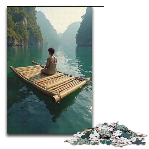 Puzzle für Erwachsene Bambusfloß 1000 Teile Holzpuzzle für Erwachsene und Kinder ab 12 Jahren 1000 Teile (38 x 26 cm) von mowenbingpeng