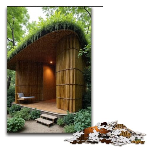 Puzzle für Erwachsene Bambushütte 1000 Teile Holzpuzzle für Erwachsene und Kinder ab 12 Jahren 1000 Teile (75 x 50 cm) von mowenbingpeng
