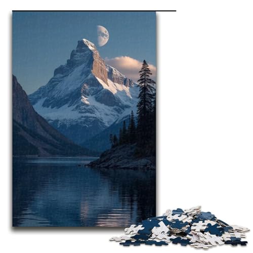 Puzzle für Erwachsene Bergmondhaken 1000 Teile Holzpuzzle für Erwachsene und Kinder ab 12 Jahren 1000 Teile (75 x 50 cm) von mowenbingpeng