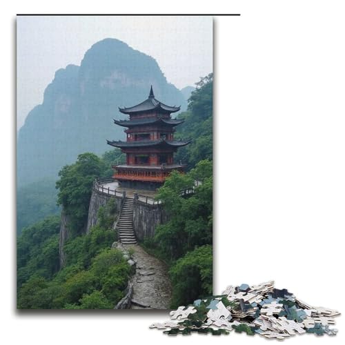 Puzzle für Erwachsene Bergpavillon 1000 Teile Holzpuzzle für Erwachsene und Kinder ab 12 Jahren 1000 Teile (38 x 26 cm) von mowenbingpeng