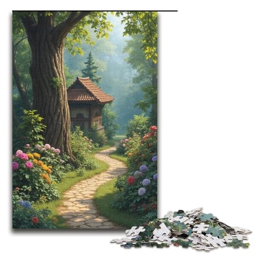Puzzle für Erwachsene Blumen am Straßenrand 1000-teiliges Holzpuzzle für Erwachsene und Kinder ab 12 Jahren 1000 Teile (38 x 26 cm) von mowenbingpeng