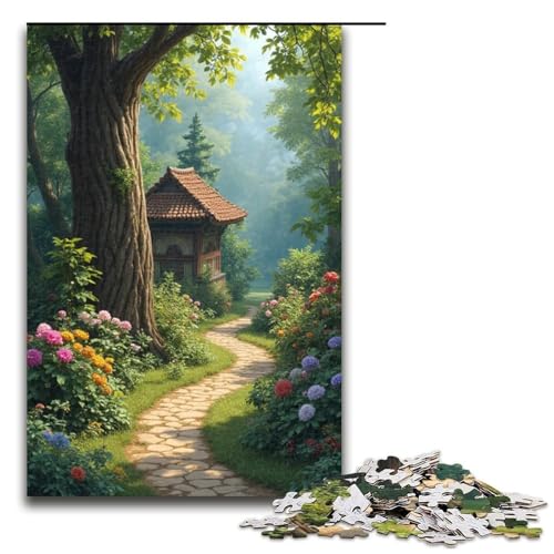Puzzle für Erwachsene Blumen am Straßenrand 1000-teiliges Holzpuzzle für Kinder ab 12 Jahren Lernspielzeug 1000 Teile (75 x 50 cm) von mowenbingpeng