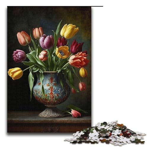 Puzzle für Erwachsene Bunte Blüten 1000 Teile Papierpuzzle für Erwachsene und Kinder ab 12 Jahren Lernspielzeug 1000 Teile (38 x 26 cm) von mowenbingpeng