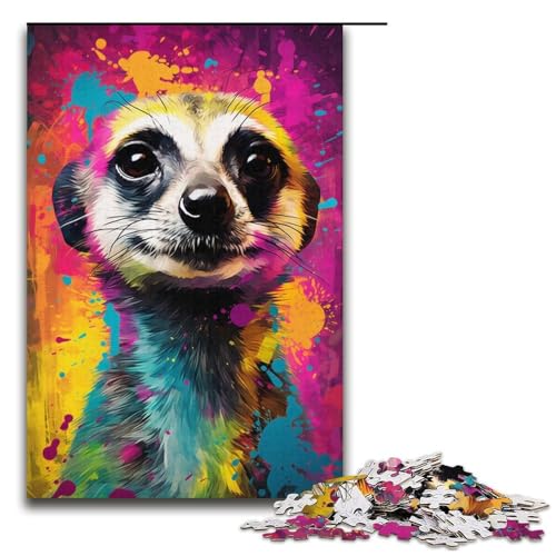 Puzzle für Erwachsene Bunte Erdmännchen 1000 Teile Holzpuzzle für Kinder ab 12 Jahren Lernspielzeug 1000 Teile (38 x 26 cm) von mowenbingpeng