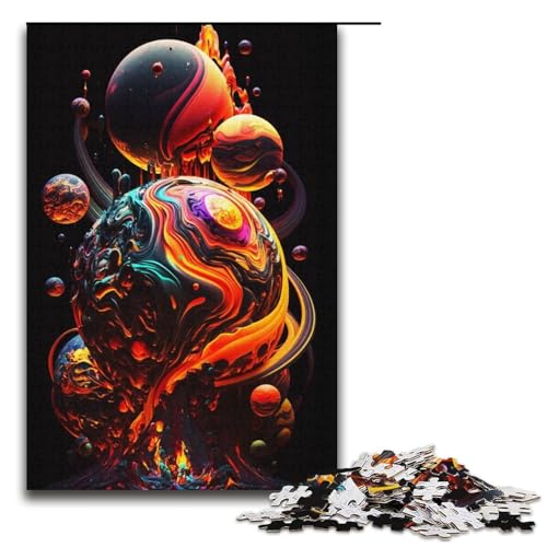 Puzzle für Erwachsene Bunte Planeten 1000-teiliges Papierpuzzle für Kinder ab 12 Jahren Lernspielzeug 1000 Teile (38 x 26 cm) von mowenbingpeng