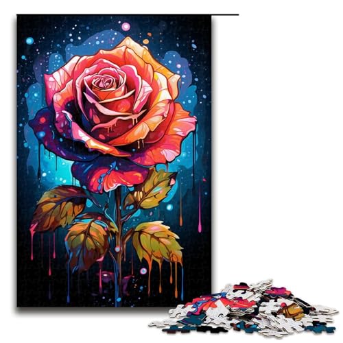 Puzzle für Erwachsene Bunte Rosen 1000 Teile Holzpuzzle für Kinder ab 12 Jahren Lernspielzeug 1000 Teile (75 x 50 cm) von mowenbingpeng