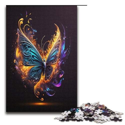 Puzzle für Erwachsene Bunte Schmetterlinge 1000 Teile Papierpuzzle für Kinder ab 12 Jahren anspruchsvolles Spiel 1000 Teile (38 x 26 cm) von mowenbingpeng