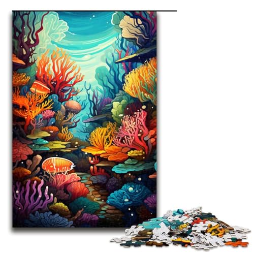 Puzzle für Erwachsene Bunte Unterwasserpflanzen 1000 Teile Holzpuzzle für Erwachsene und Kinder ab 12 Jahren Lernspielzeug 1000 Teile (75 x 50 cm) von mowenbingpeng