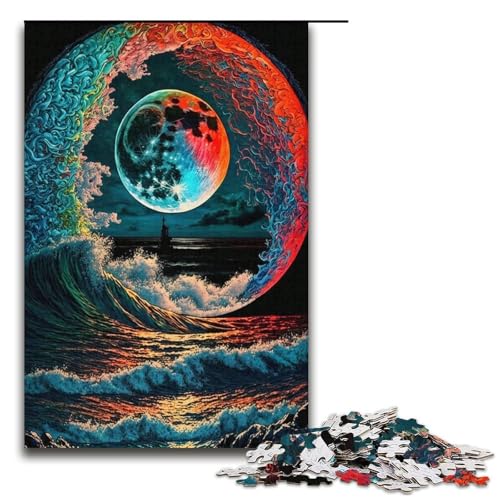 Puzzle für Erwachsene Bunte Wellen 1000-teiliges Papierpuzzle für Kinder ab 12 Jahren Lernspielzeug 1000 Teile (38 x 26 cm) von mowenbingpeng