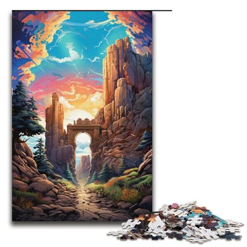 Puzzle für Erwachsene Bunte psychedelische Bögen in Utah 1000-teiliges Holzpuzzle für Kinder ab 12 Jahren Lernspielzeug 1000 Teile (38 x 26 cm) von mowenbingpeng