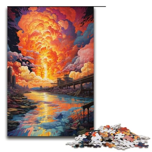 Puzzle für Erwachsene Bunte psychedelische Landschaft 1000 Teile Holzpuzzle für Kinder ab 12 Jahren Lernspielzeug 1000 Teile (38 x 26 cm) von mowenbingpeng