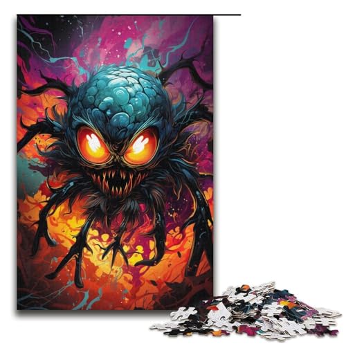 Puzzle für Erwachsene Bunte psychedelische Spinne 1000-teiliges Holzpuzzle für Kinder ab 12 Jahren Lernspielzeug 1000 Teile (38 x 26 cm) von mowenbingpeng
