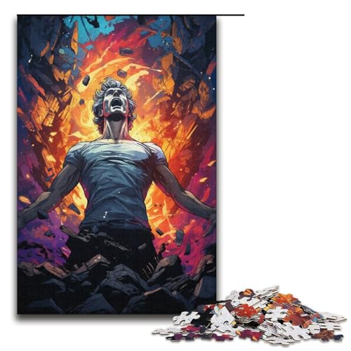 Puzzle für Erwachsene Bunte psychedelische Statue 1000-teiliges Holzpuzzle für Kinder ab 12 Jahren Lernspielzeug 1000 Teile (38 x 26 cm) von mowenbingpeng