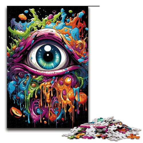 Puzzle für Erwachsene Bunte seltsame Augen 1000-teiliges Holzpuzzle für Familienspiele 1000 Teile (75 x 50 cm) von mowenbingpeng