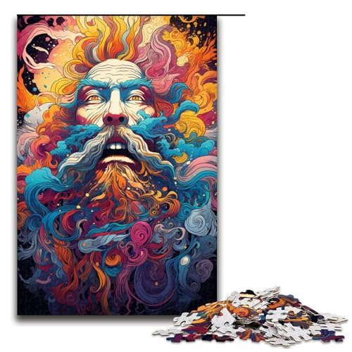 Puzzle für Erwachsene Bunter Psychedelischer Gott 1000 Teile Holzpuzzle für Erwachsene und Kinder ab 12 Jahren 1000 Teile (75 x 50 cm) von mowenbingpeng