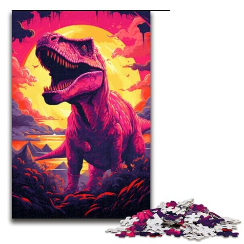 Puzzle für Erwachsene Bunter Tyrannosaurus Rex aus der Zukunft 1000 Teile Puzzle tolles Geschenk geeignet für Teenager ab 14 Jahren 1000 Teile (75 x 50 cm) von mowenbingpeng